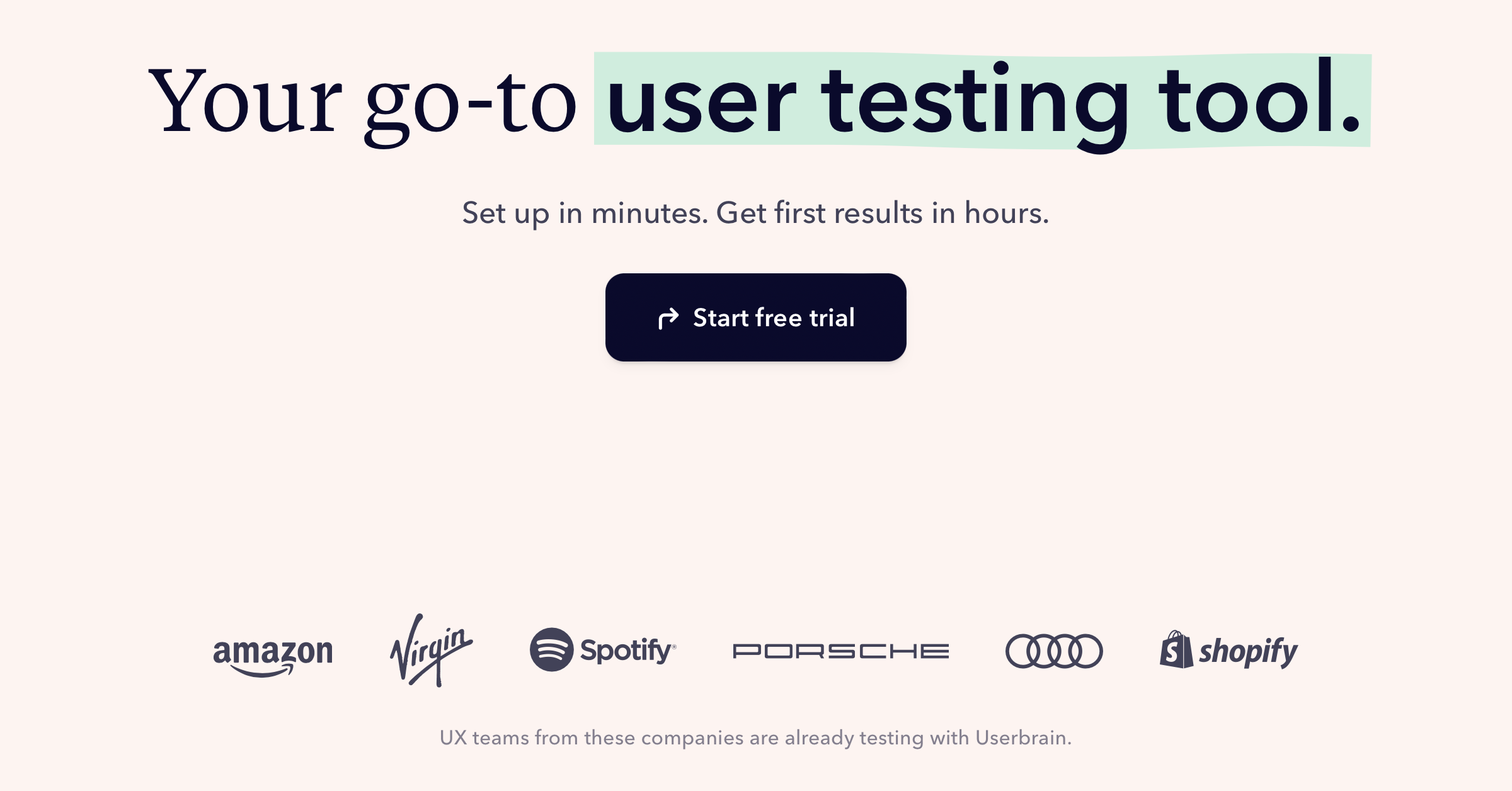 Userbrain homepage: your go-to user testing tool