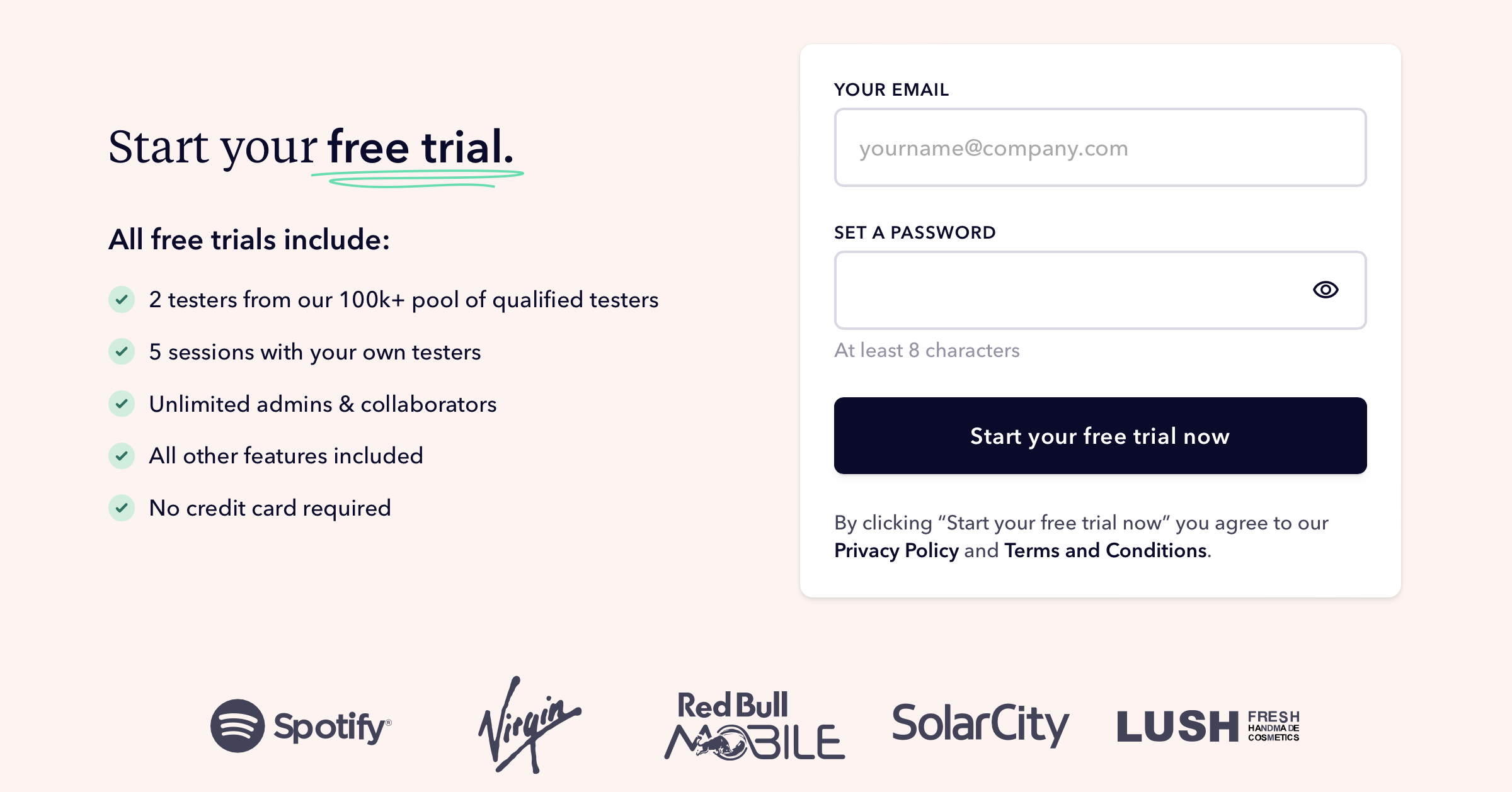 Start a free trial at Userbrain to get 2 free user tests