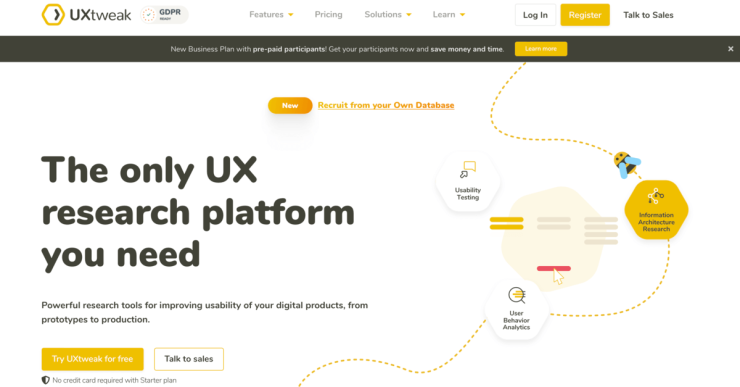 a screenshot of the UX Tweak home page