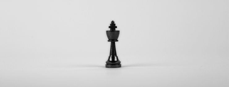 A victorious king chess piece standing alone to represent that comparative usability testing is a great technique to gain a competitive advantage and beat your competition by ensuring your user experience is better than theirs.