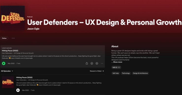 A screenshot of the User Defenders Spotify page.