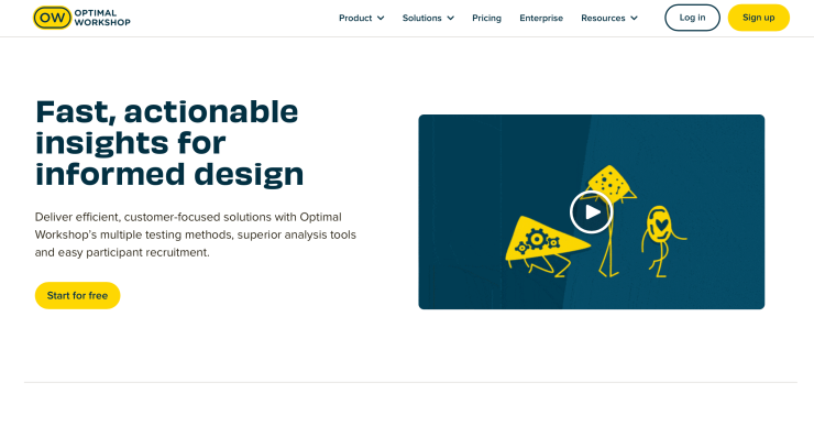 A screenshot of the Optimal Workshop website homepage.