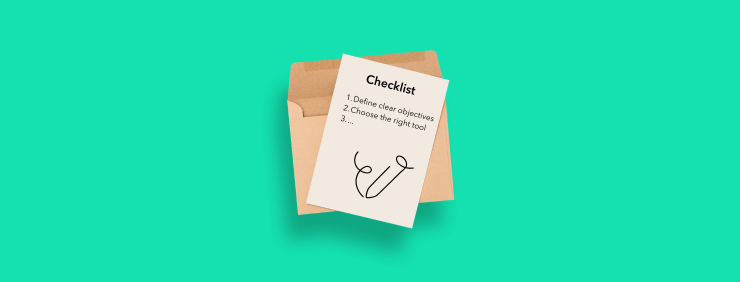 Mobile app usability testing checklist written on paper.