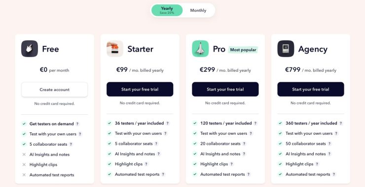 Userbrain pricing